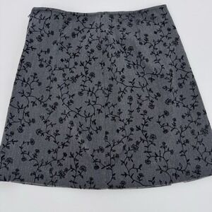 Dark Academia Gray Skirt Black Floral Gothic Grunge Mini Express Vintage 1/2